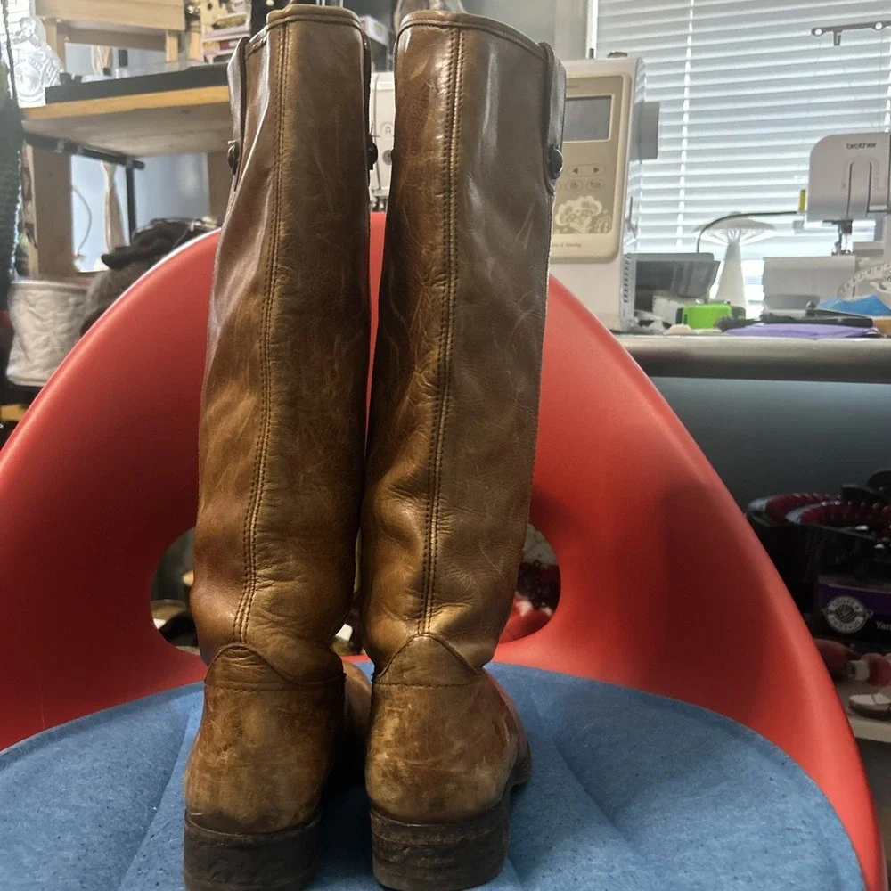 Frye Melissa Tall Riding Boot  Pull On Cognac - Size 8 Campus